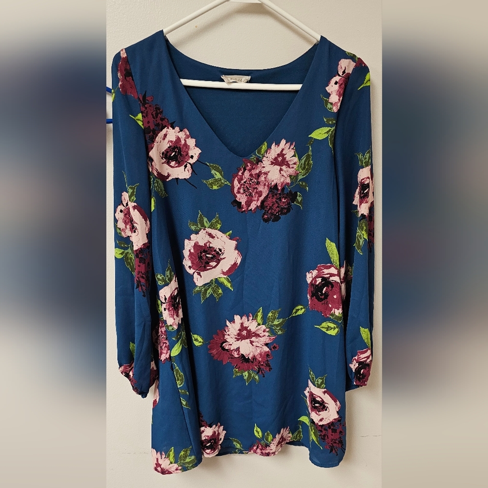 Altar'd State Floral Blouse/Dress in Blue and Pink